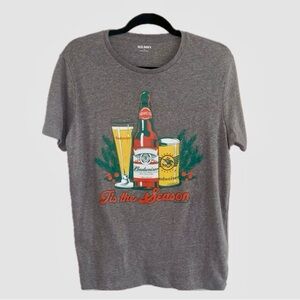 Old Navy, Budweiser Beer "Tis The Season" Graphic T-Shirt - Size Medium